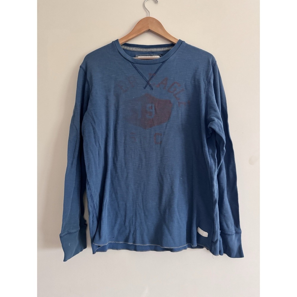 American Eagle Henley Tee Long John's Thrashed Holes Worn Men's Size XL 2000s